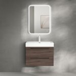 Sogood meuble de salle de bain quadratto 2 parties lavabo en resine avec 2 tiroirs 73x48x60cm ch�ne