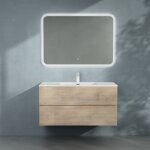 Sogood meuble de salle de bain suspendu 100x48x50cm ensemble de 3 pi�ces meuble avec lavabo et led miroir ...