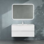Sogood meuble de salle de bain suspendu 100x48x50cm ensemble de 3 pi�ces meuble avec lavabo et led miroir ...