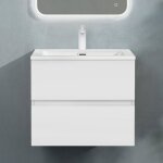 Doporro meuble de salle de bain suspendu blanc mat 60x48x50cm ensemble de 2 pi�ces meuble avec lavabo ...