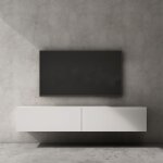 Sogood meuble tv bas 160 cm armoire tv blanc mat table de t�l�vision salon avec 2 portes meuble tv suspendu ...