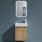 Sogood petit meuble de salle de bain suspendu 46cm aspect de chne ensemble de 2 pices meuble avec lavabo ...