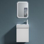 Sogood petit meuble de salle de bain suspendu 46cm blanc mat ensemble de 2 pices meuble avec lavabo ...