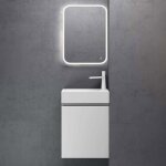 Sogood petit meuble de salle de bain suspendu 46cm blanc mat ensemble de 3 pices meuble avec lavabo ...