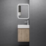 Sogood petit meuble de salle de bain suspendu 46cm chne clair ensemble de 3 pices meuble avec lavabo ...