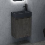 Sogood petit meuble de salle de bain suspendu 46cm gris - brun ensemble de 2 pices meuble avec lavabo ...