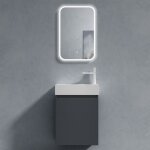 Sogood petit meuble de salle de bain suspendu 46cm gris noir mat ensemble de 3 pices meuble avec lavabo ...