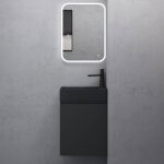 Sogood petit meuble de salle de bain suspendu 46cm gris noir mat ensemble de 3 pices meuble avec lavabo ...
