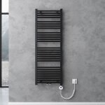 Doporro radiateur de salle de bain s�che - serviette 140x60cm chauffage �lectrique gris - noir avec r�sistance ...
