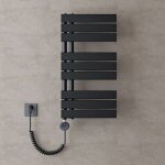 Sogood radiateur de salle de bain sche - serviette 76x40cm radiateur  eau chaude gris noir avec rsistance ...