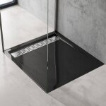 Doporro receveur de douche noir bac � douche extra plat rectangulaire en acrylique 80x90x5cm + bonde ...