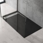 Sogood receveur de douche noir bac  douche extra plat rectangulaire en acrylique 90x140x5cm + bonde ...