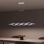 Doporro suspension led lampe blanche moderne 60w ondul�e lustre r�glable 3900lm �clairage avec t�l�commande ...
