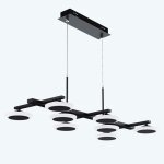 Doporro suspension led lampe noire mat avec 8 spots ronds moderne 32w lustre r�glable 2340lm avec t�l�commande ...