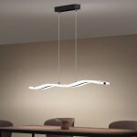 Doporro suspension led lampe noire moderne 36w vague lustre r�glable 2340lm �clairage suspendu avec t�l�comman ...