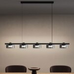 Doporro suspension luminaire led salon noire lustre r�glable � 5 lampes 15w 1560lm �clairage suspendu ...