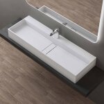 Doporro vasque à poser blanc mat lavabo de salle de bains suspendu 120cm lave mains rectangulaire avec ... Doporro vasque à poser blanc mat lavabo de salle de bains suspendu 120cm lave mains rectangulaire avec ...