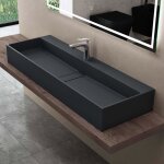 Doporro vasque à poser gris noir mat lavabo de salle de bains suspendu 120cm lave mains rectangulaire ... Doporro vasque à poser gris noir mat lavabo de salle de bains suspendu 120cm lave mains rectangulaire ...
