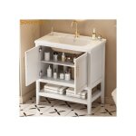 Sokerdy meuble sous lavabo salle de bain - vasques cramique blanche - armoire de salle de bain  deux ...