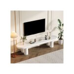 Sokerdy meuble tv table tv de style minimaliste moderne avec 4 pieds de support stables blanc mdf + pvc ...