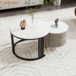 Sokerdy table basse ronde 2 en 1 table dappoint avec plateau en marbre blanc table basse gris avec 2 ... Sokerdy table basse ronde 2 en 1 table dappoint avec plateau en marbre blanc table basse gris avec 2 ...