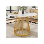 Sokerdy table  manger ronde 808076cm table basse ronde pour 4 personnes pieds en mtal dors plateau ...