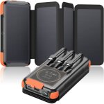 Chargeur solaire power bank - 1001 piles batteries - 25000mah - 20w charge rapide - 3 c�bles inclus - ...