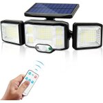 Solaire lumiere exterieur applique murale luminaire led 3 t�tes 192 leds detecteur mouvement ip65 etanche ...