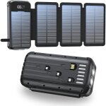 Solaire power bank 20000mah chargeur portable avec 4 panneaux solaire 4 c�bles banque d�nergie solaire ...