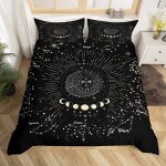 Soleil et lune imprim housse de couette boho exotic decor parure de lit 220x240cm galaxie astrologie ...