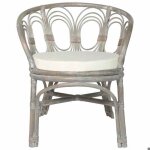 Solo chaise de salle � manger / fauteuil salon - avec coussin gris rotin naturel et lin ll934