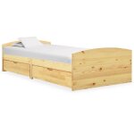 Solo - lit adulte / enfant dormir - cadre de lit avec 2 tiroirs bois de pin massif 90x200 cm ft6391163 ...