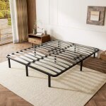 Sommier 160x200 cm avec pieds incluscadre de lit robuste en mtal et boisdewinner2x14 lattes en peuplierrenfor ...
