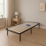 Sommier 90x190 cm noir en metal avec cadre  lattes renforc et soutien rglable + pieds - cadre a latte ...