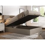 Sommier coffre 160 x 200 cm - tissu beige - cenovas de ysm�e