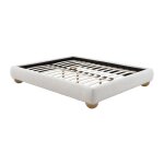 Sommier d�co tapissier 140 x 190 cm tissu bouclette - blanc - elenae de ysm�e