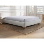 Sommier d�co tapissier 160 x 200 cm tissu bouclette - blanc - elenae de ysm�e