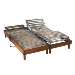 Sommier �lectrique de relaxation � lattes en bois m�risier 2x70x190 - bois fonc� - garantie 5 ans - someo ...