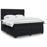 Sommier � lattes de lit et matelas noir 200x200 cm velours - mothinessto1072
