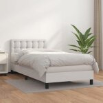 Sommier � lattes avec matelas - vidaxl - 100x200 cm - similicuir - blanc - t�te de lit r�glable