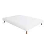 Sommier  lattes avec pieds alica tapissier en bois massif coloris blanc - largeur 140 x longueur 190 ...