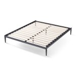 Sommier m�tallique 180x200 style industriel blanc - cadre � lattes larges - design style urbain