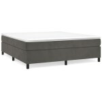 Sommier  ressorts - akozon - velours gris fonc - 160x200 cm - 2 places - pieds inclus