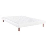 Preston - sommier tapissier 140x190 blanc pieds bois massif Preston - sommier tapissier 140x190 blanc pieds bois massif