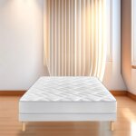 Sommier tapissier blanc 90x200 cm fabrication francaise artisanale pieds offerts hauteur avec pieds 27 ...