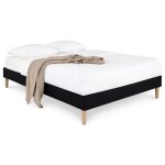 Sommier tapissier brest 160 x 200 cm structure en bois et rev�tement en tissu noir cadre de lit avec ...