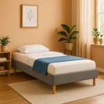Sommier tapissier confortable 70x190 cm gris avec pieds de 20 cm - 13 lattes - sommier gregory gris