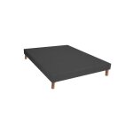 Sommier tapissier  lattes noir + pieds140x190cm