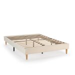 Sommier tapissier tapissier niebla 160x200 cm imitation tissu mouton beige