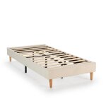 Sommier tapissier tapissier niebla 90x190 cm imitation tissu mouton beige